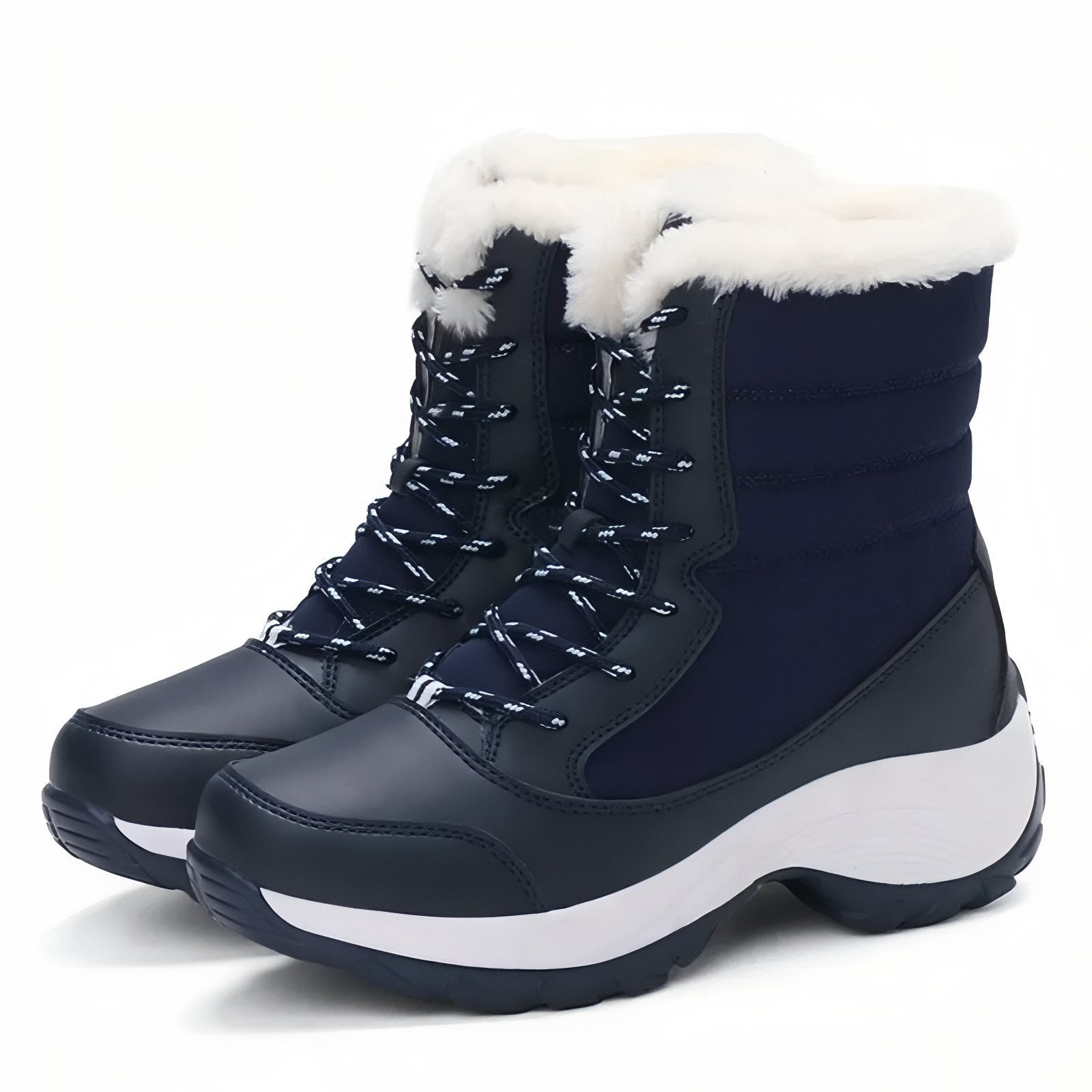 Snow Boots – Women's Insulated Waterproof Winter Boots – Navy and White