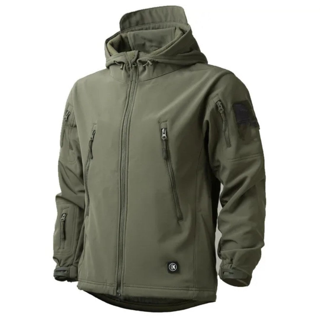 Softshell Jacket – Men's Hooded Water-Resistant Outdoor Coat – Army Green