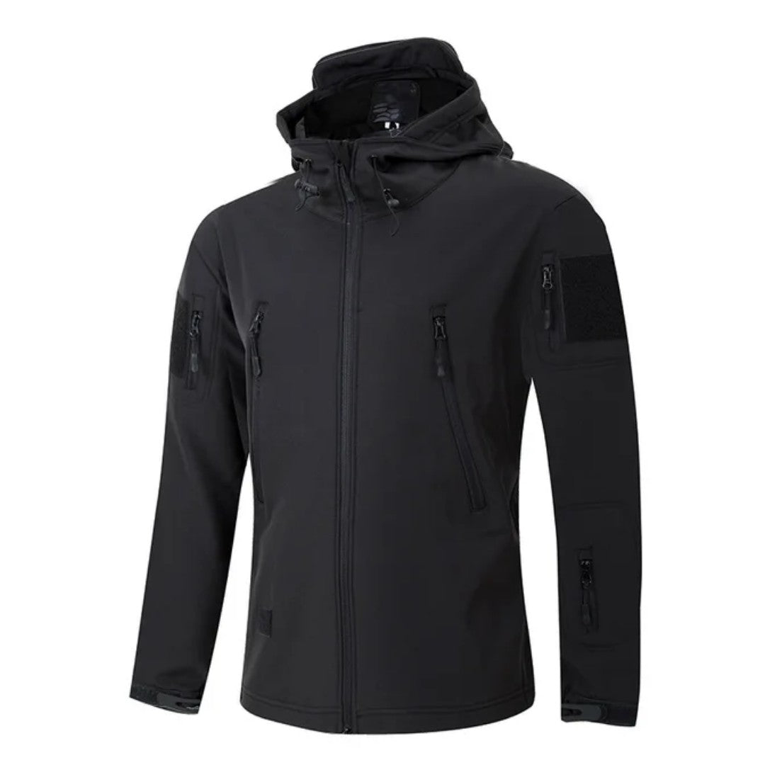 Softshell Jacket – Men's Hooded Water-Resistant Outdoor Coat – Black