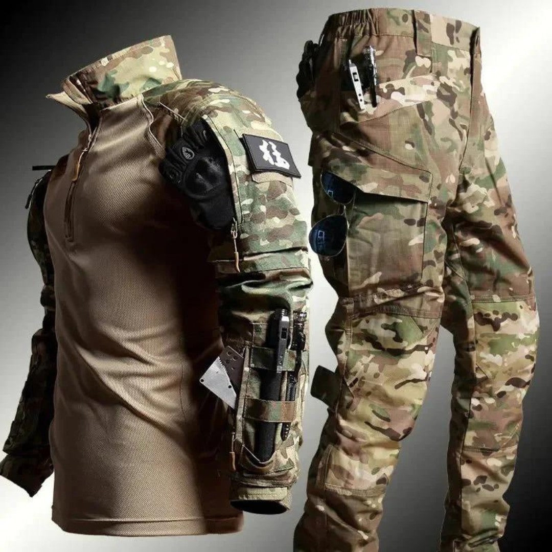 Tactical Set – Men's Waterproof Outdoor Jacket & Trousers – Green Camo Set