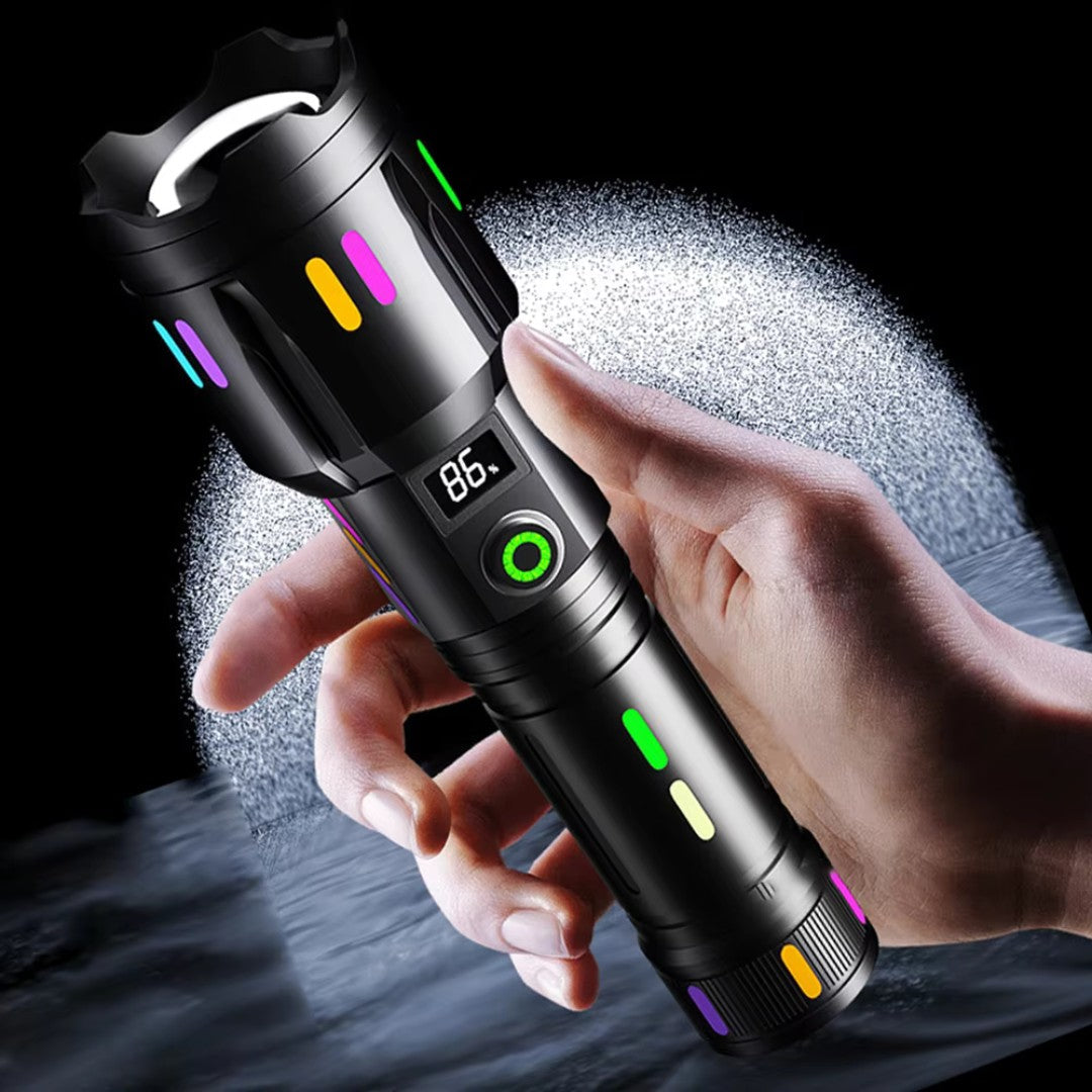 Tactical Torch – 9000-Lumen Rechargeable LED Flashlight