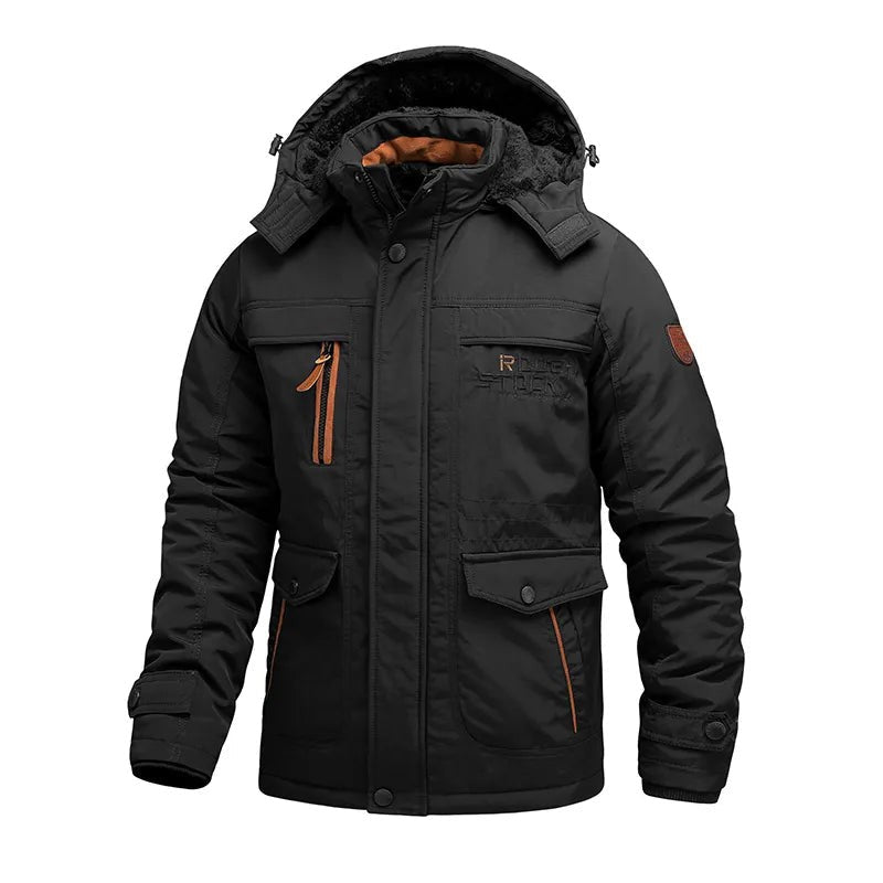 Tactical Winter Jacket – Waterproof Insulated Hooded Men's Coat – Black