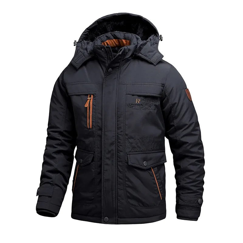 Tactical Winter Jacket – Waterproof Insulated Hooded Men's Coat – Navy