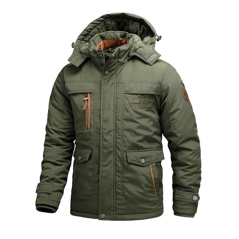 Tactical Winter Jacket – Waterproof Insulated Hooded Men's Coat – Green