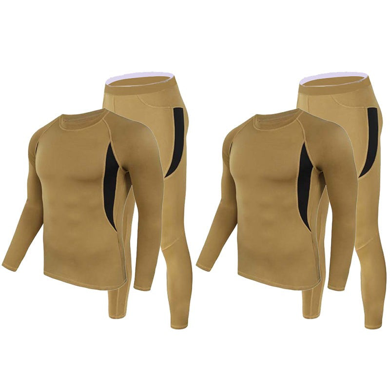 Thermal Base Layer Set – Men's Stretch Underwear Top & Bottom – Coyote (2-pack)