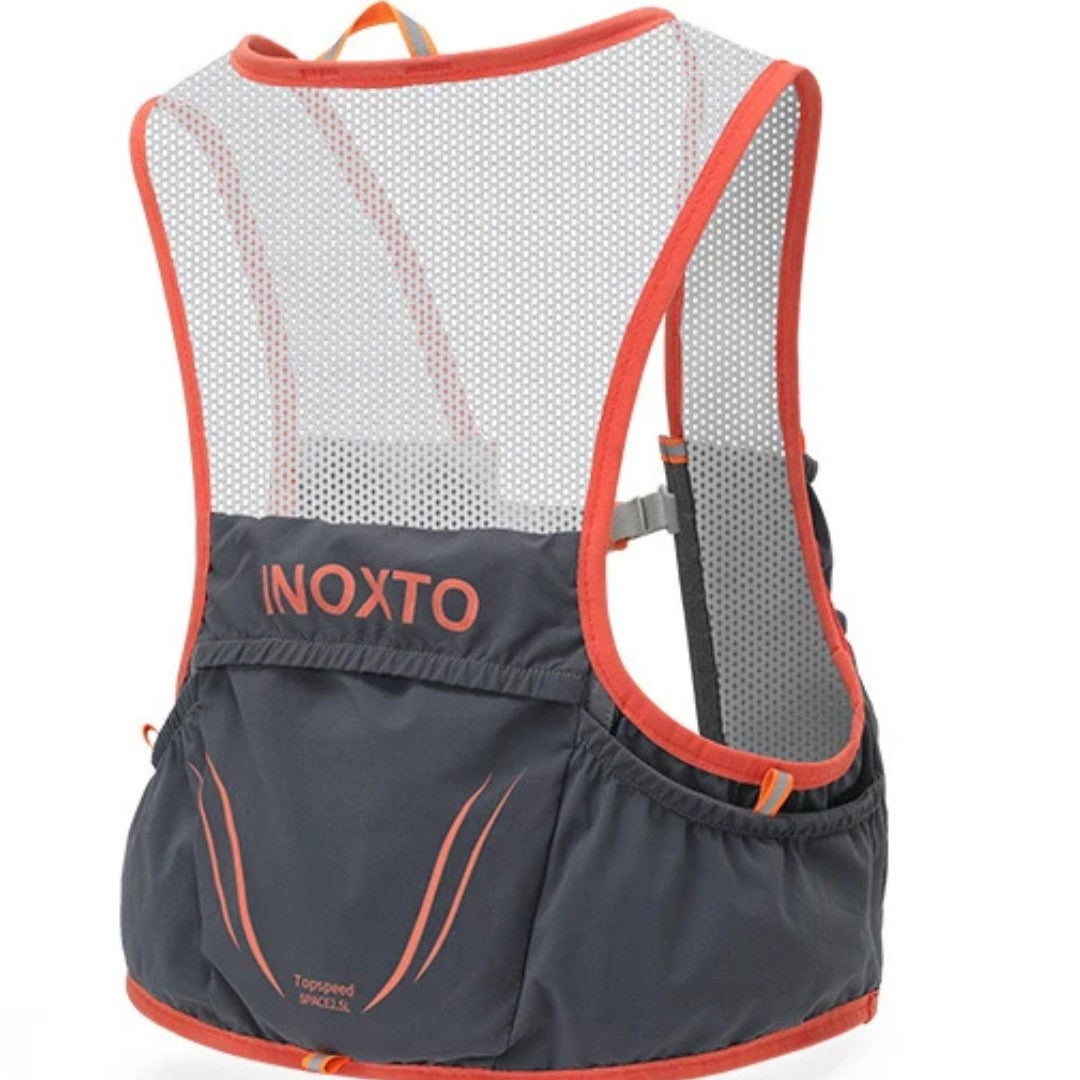 Trail Running Vest – Hydration Vest with 2 Soft Flasks – Orange-Grey