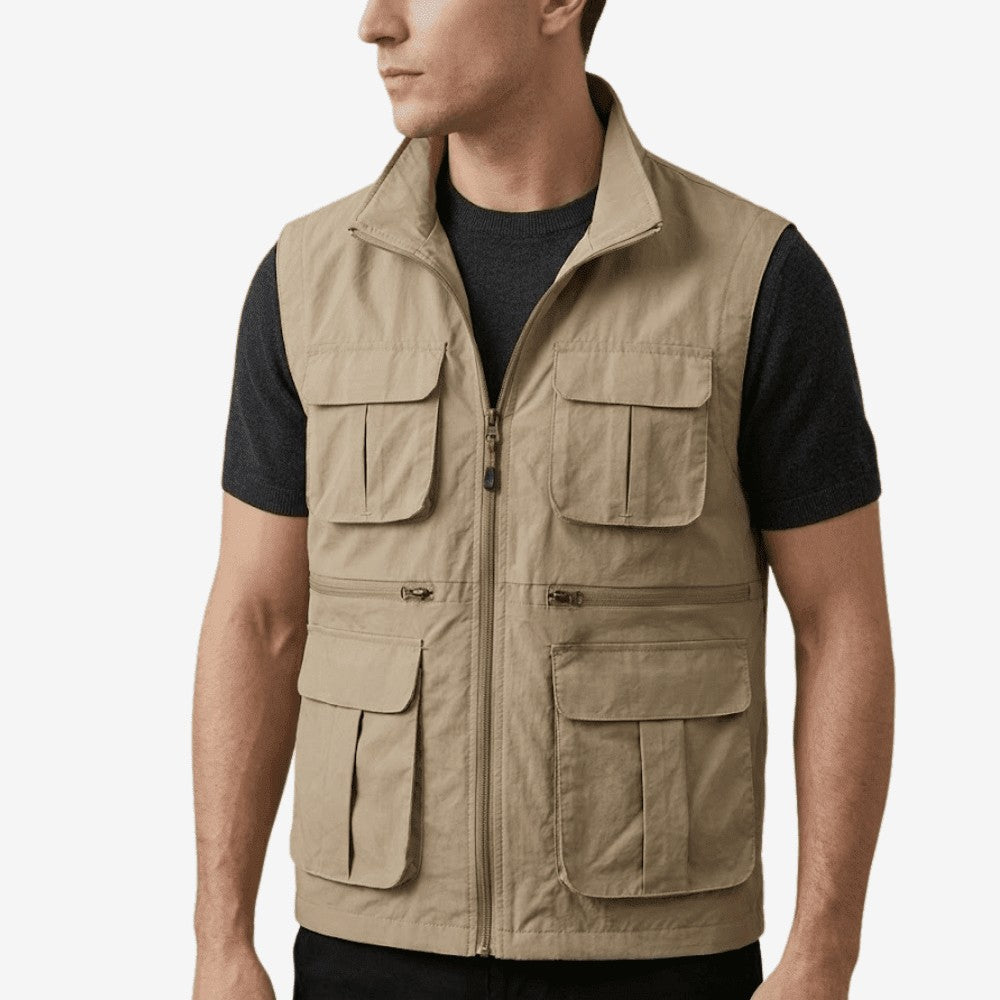 Travel Vest – Lightweight Quick-Dry Multi-Pocket Utility Vest – Khaki