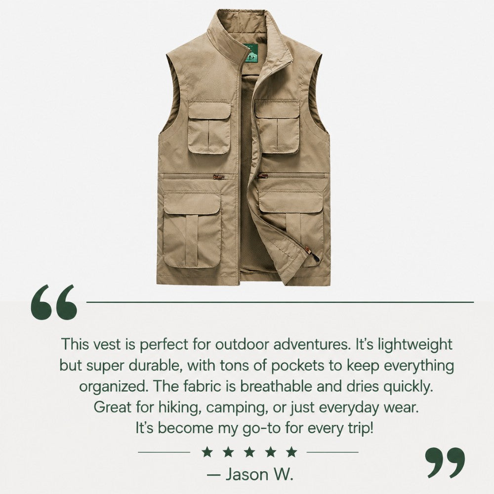 Travel Vest – Lightweight Quick-Dry Multi-Pocket Utility Vest