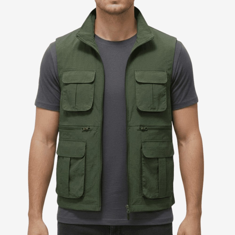Travel Vest – Lightweight Quick-Dry Multi-Pocket Utility Vest – Army green