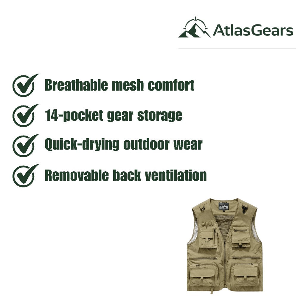 Utility Vest – Lightweight Mesh Multi-Pocket Fishing Vest