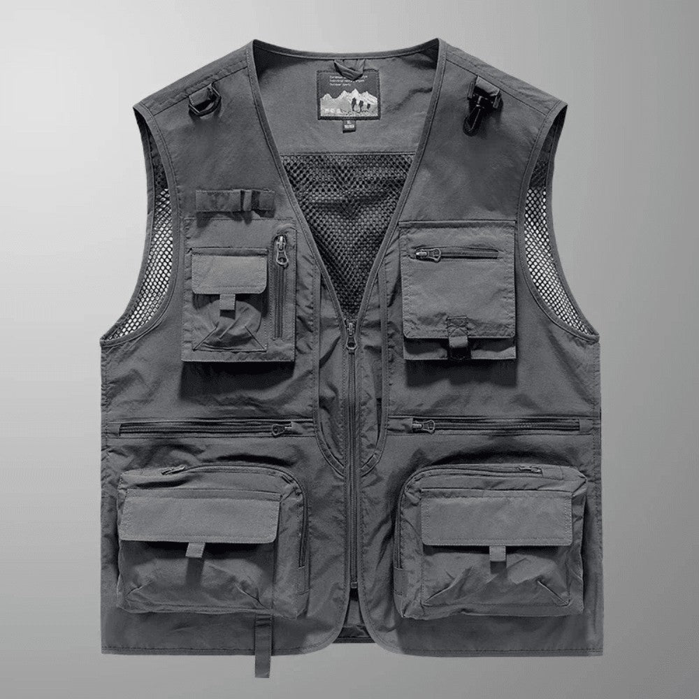Utility Vest – Lightweight Mesh Multi-Pocket Fishing Vest – Deep Grey