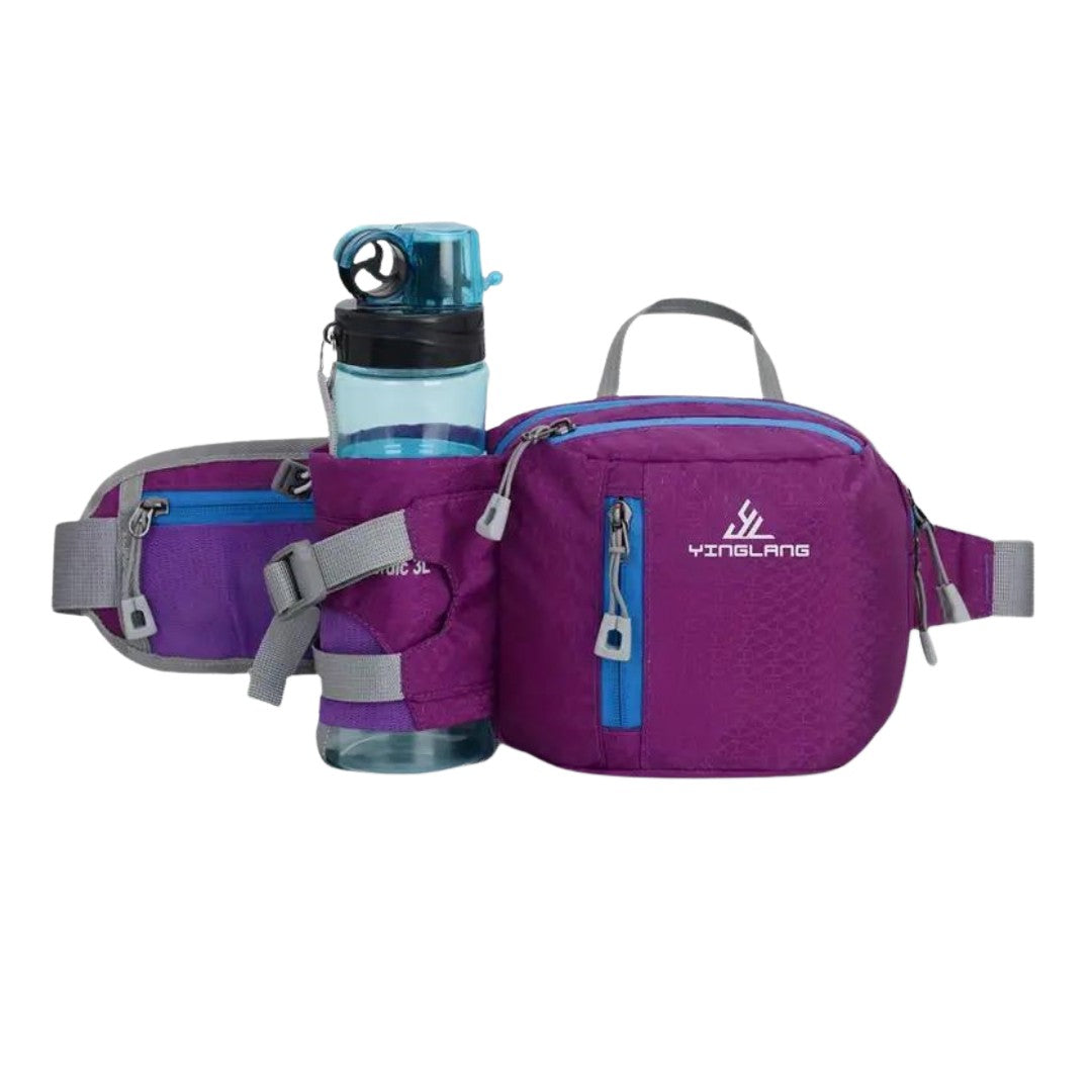 Waist Bag – Hiking Bum Bag with Water Bottle Holder – Purple