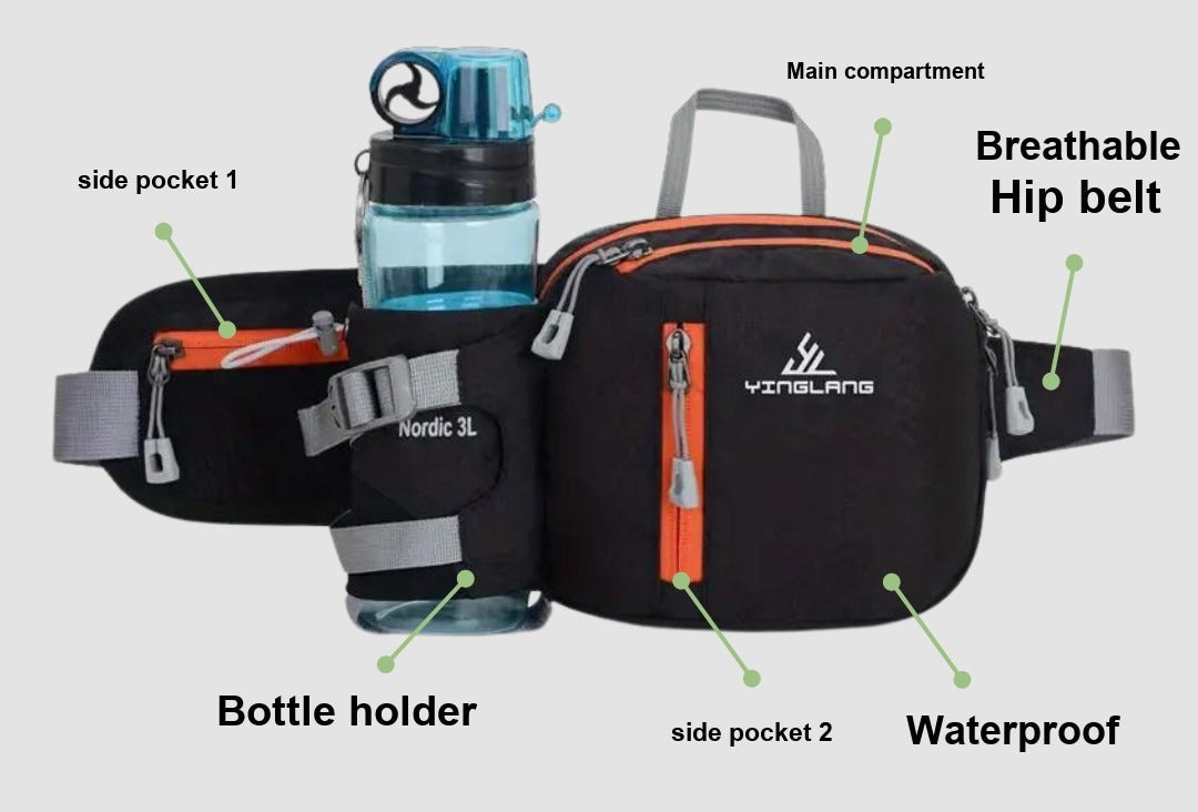 Waist Bag – Hiking Bum Bag with Water Bottle Holder