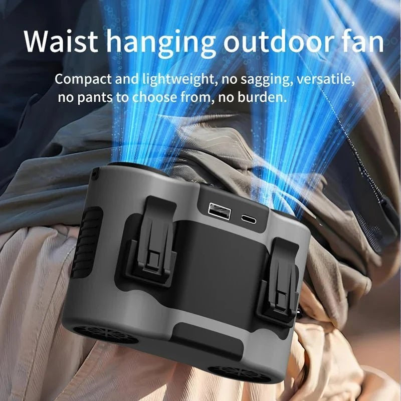 Waist Fan – Rechargeable Water-Resistant Outdoor Cooling Fan