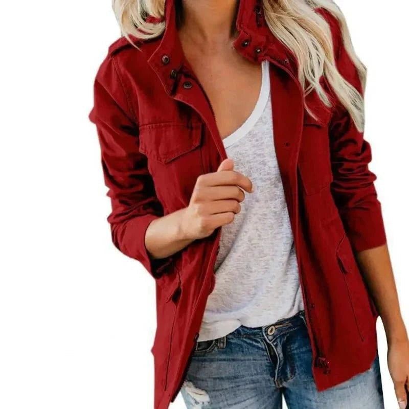 Walking Jacket – Women's Lightweight Wind-Resistant Layer – Red