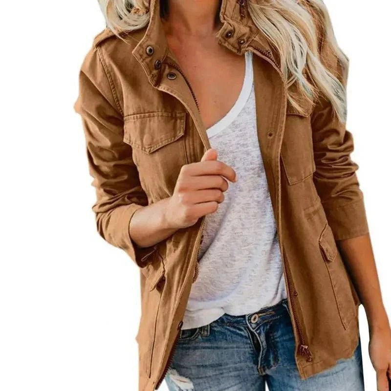 Walking Jacket – Women's Lightweight Wind-Resistant Layer – Brown