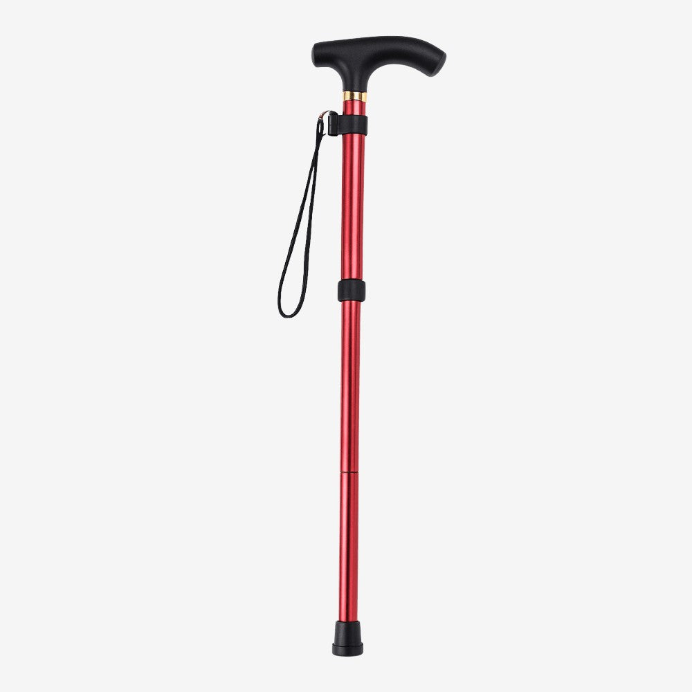 Walking Pole – Lightweight Adjustable Folding Trekking Stick – Red