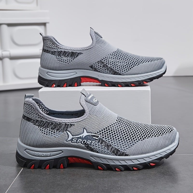 Walking Shoes – Lightweight Breathable Mesh Slip-On Shoes – Grey