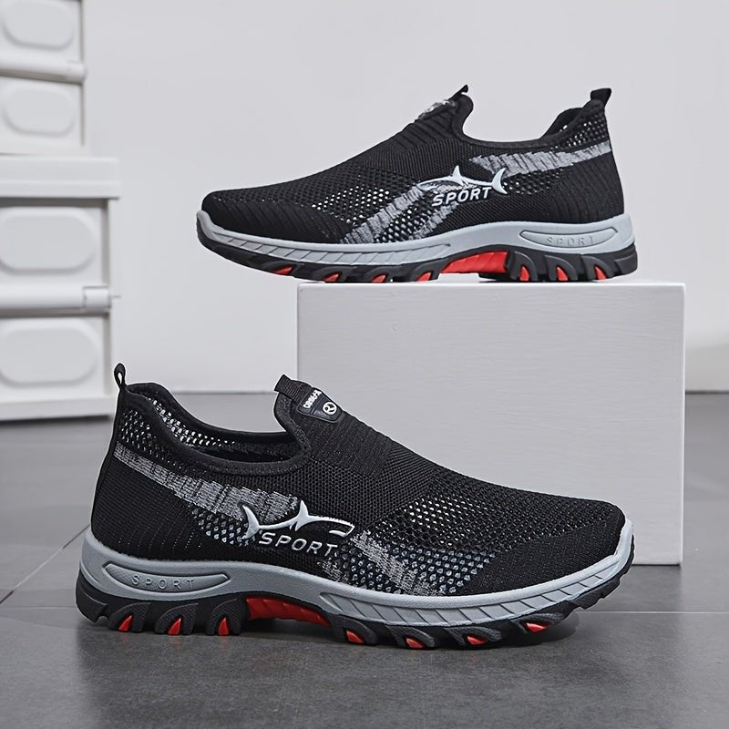 Walking Shoes – Lightweight Breathable Mesh Slip-On Shoes – Black