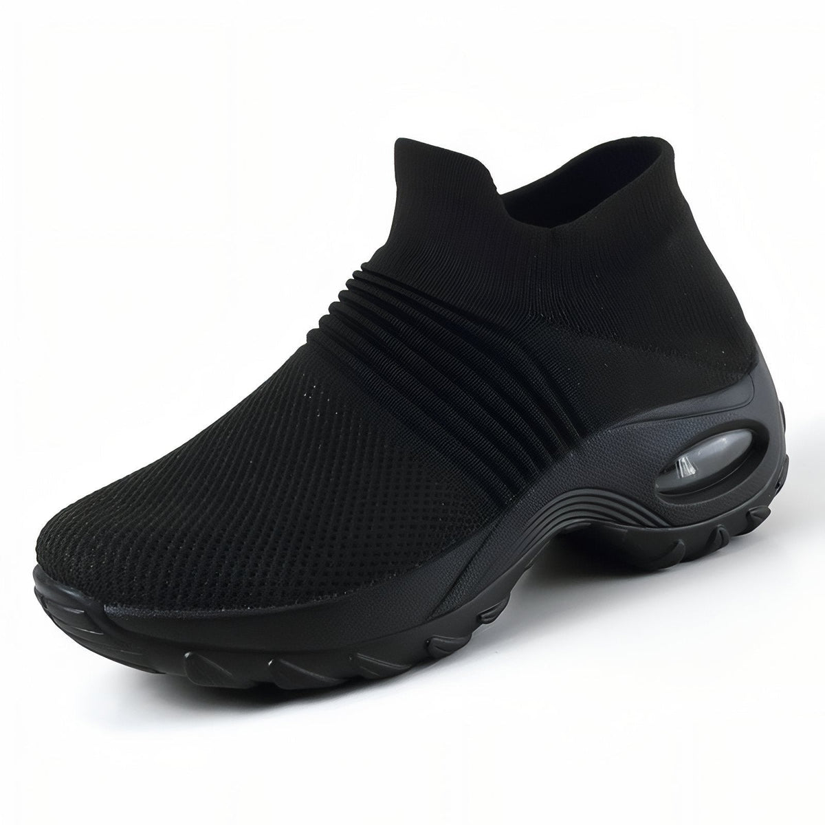 Walking Shoes – Women's Slip-On Cushioned Trainers – Black