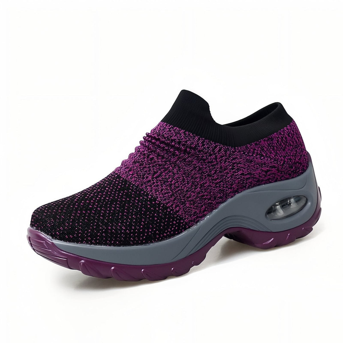 Walking Shoes – Women's Slip-On Cushioned Trainers – Purple