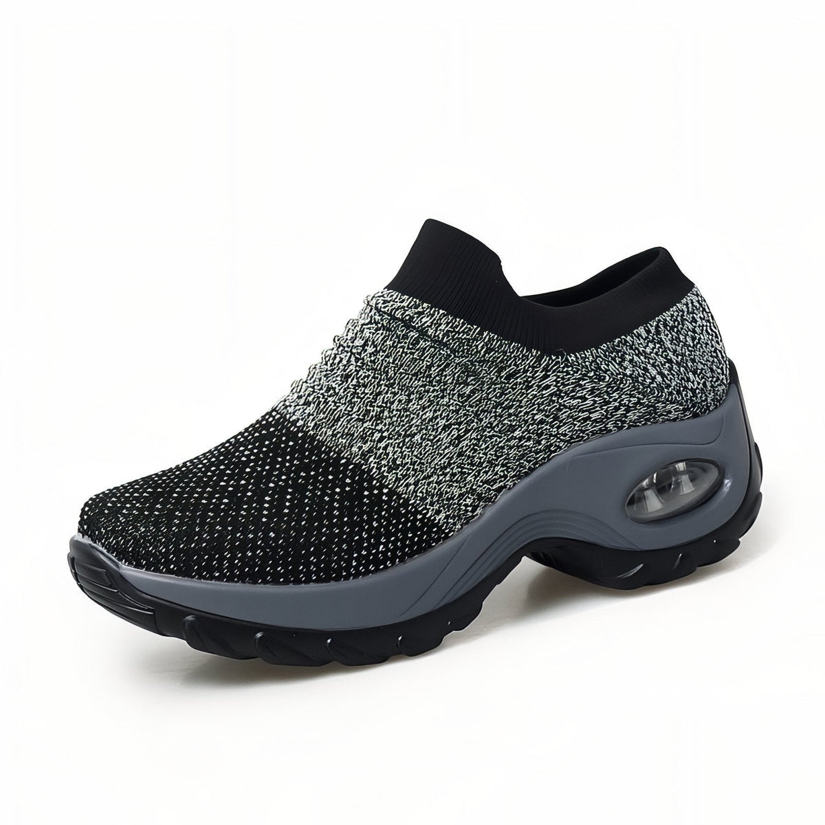 Walking Shoes – Women's Slip-On Cushioned Trainers – Grey