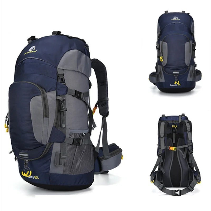 Waterproof Backpack 60L – Large Outdoor Trekking Rucksack – Dark Blue