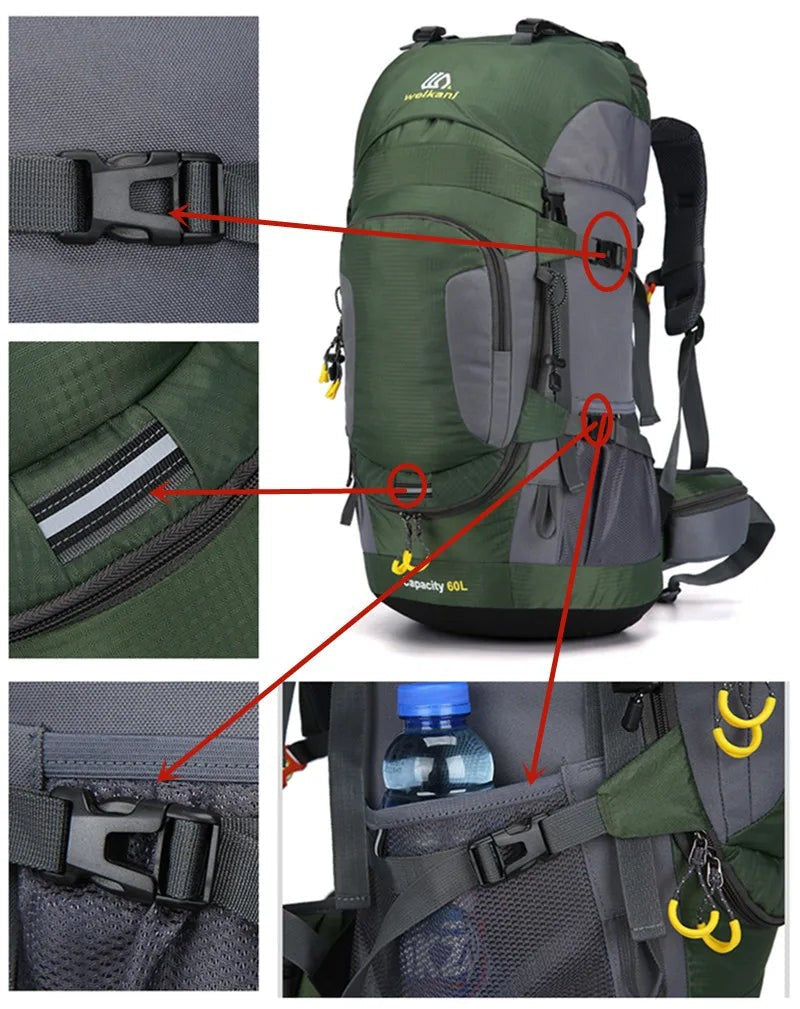 Waterproof Backpack 60L – Large Outdoor Trekking Rucksack