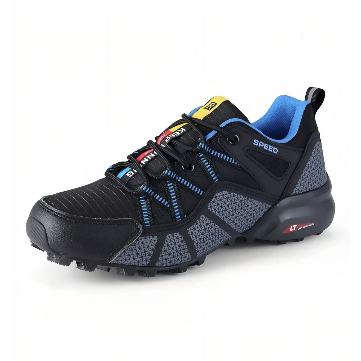 Waterproof Hiking Shoes – Grippy Reinforced Trail Trainers – Black and Blue