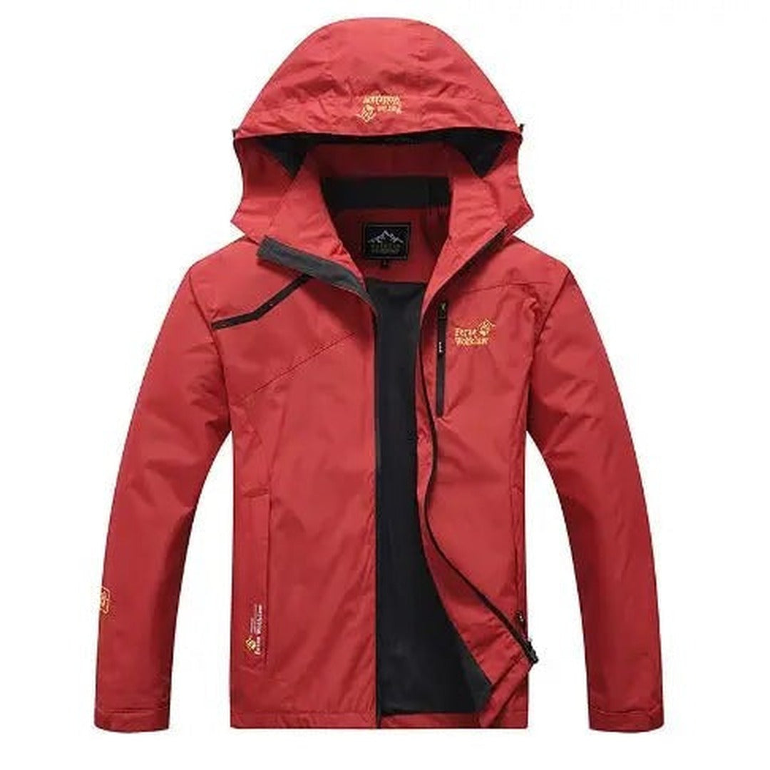 Waterproof Jacket – Unisex Wind & Rainproof Outdoor Shell – Red
