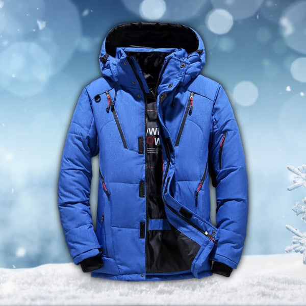 Waterproof Winter Parka – Insulated Hooded Coat with Detachable Hood – Blue