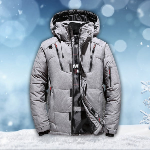 Waterproof Winter Parka – Insulated Hooded Coat with Detachable Hood – Grey