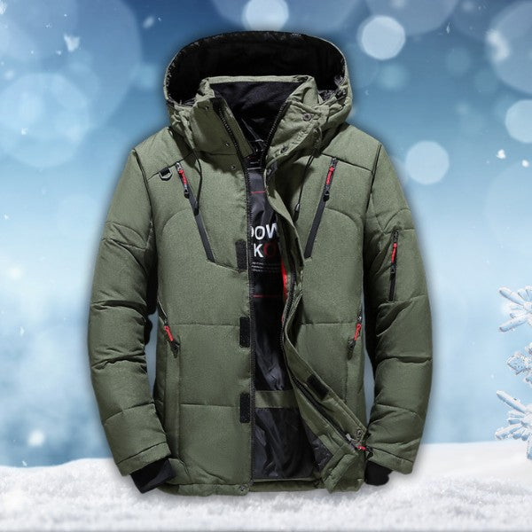 Waterproof Winter Parka – Insulated Hooded Coat with Detachable Hood – Green