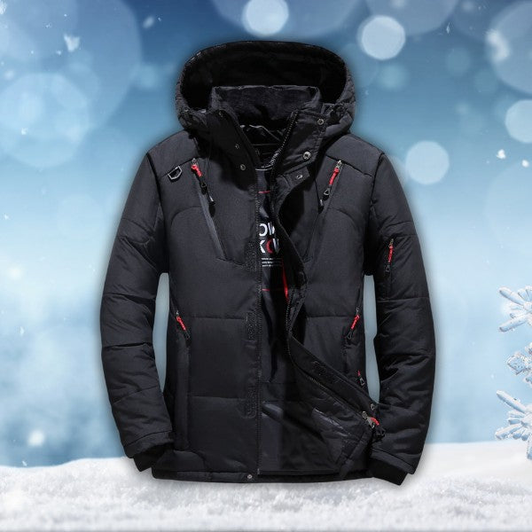 Waterproof Winter Parka – Insulated Hooded Coat with Detachable Hood – Black