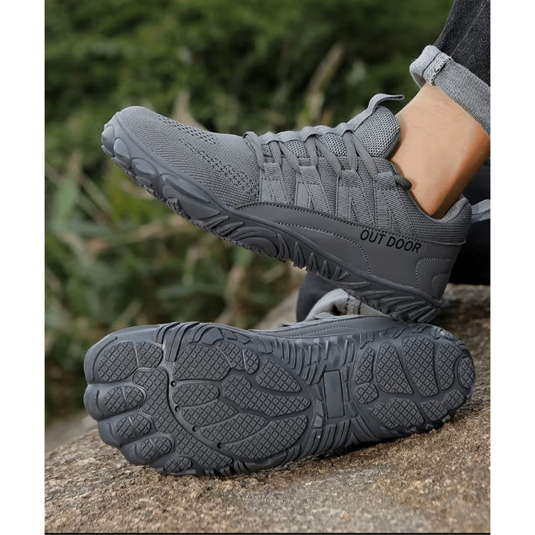 Wide-Fit Walking Shoes – Breathable Lightweight Grip Shoes – Grey