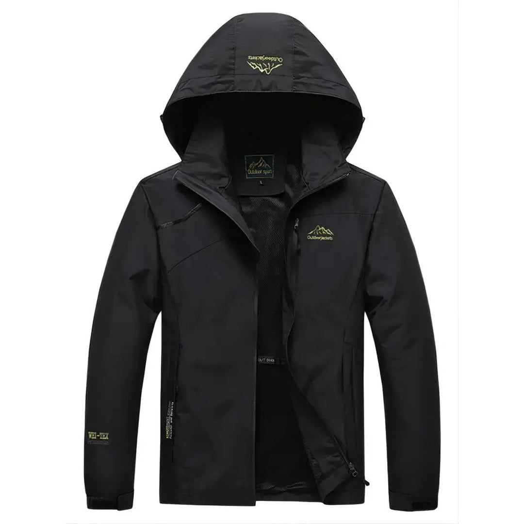 Windbreaker Jacket – Waterproof Windproof Outdoor Shell – Black
