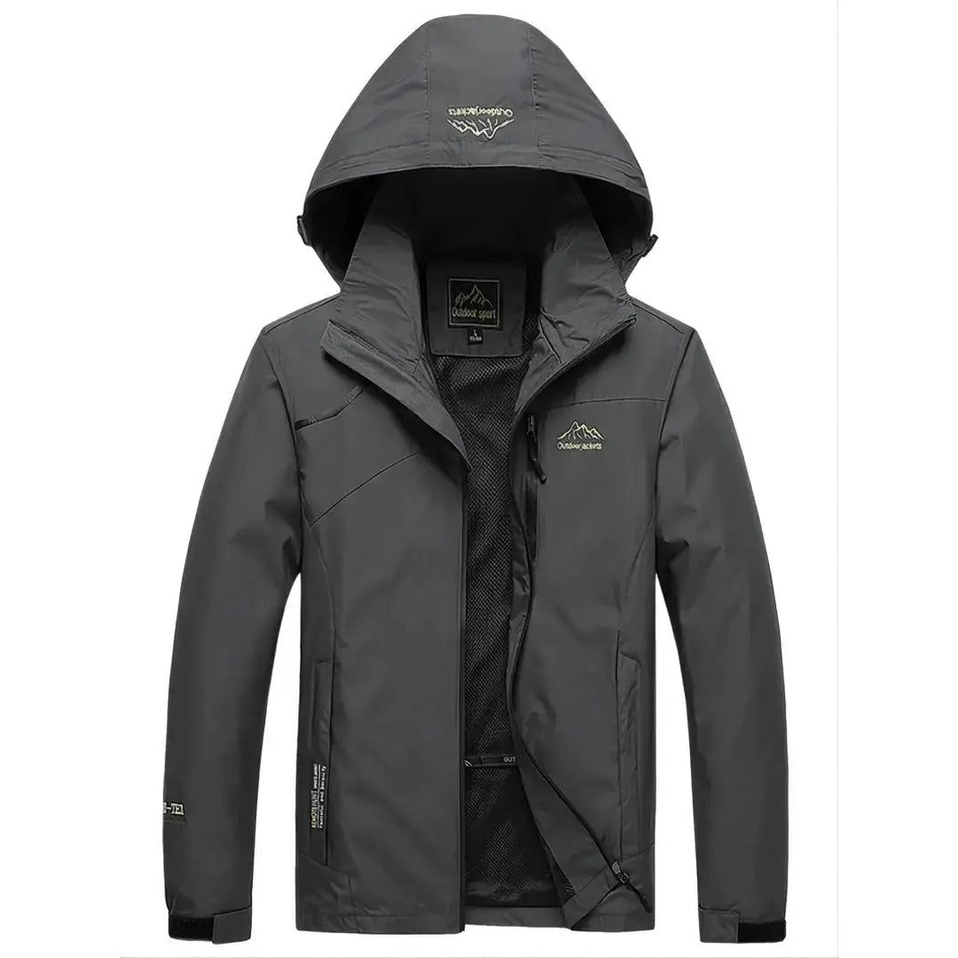 Windbreaker Jacket – Waterproof Windproof Outdoor Shell – Grey