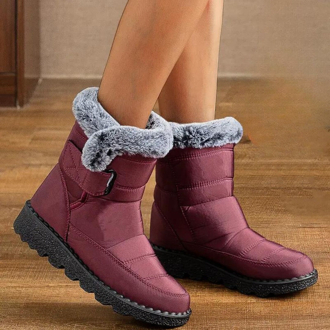 Winter Boots – Women's Thermal Lined Snow Boots – Burgundy