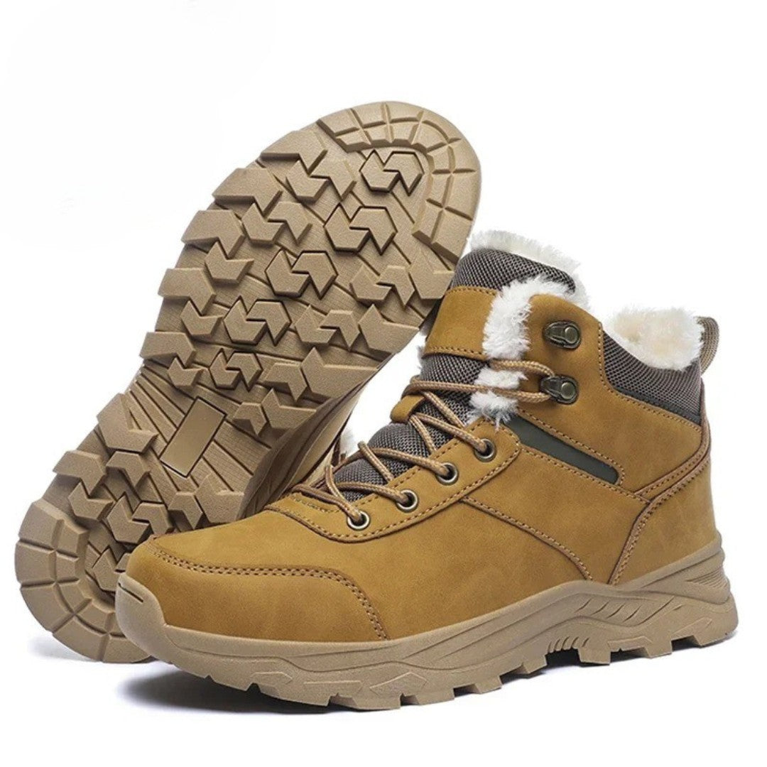 Winter Hiking Boots – Men's Plush-Lined Waterproof Boots – Beige