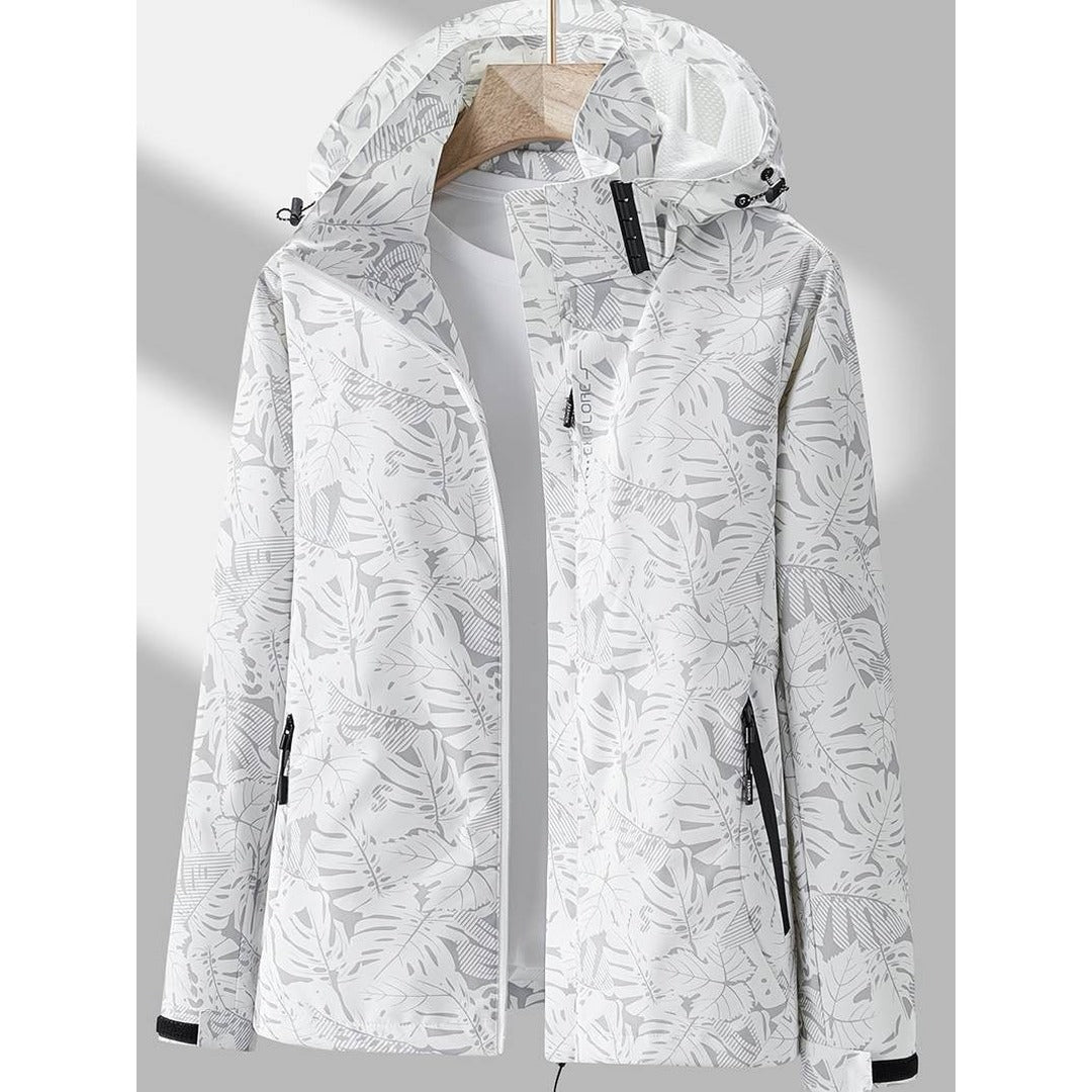 Women's Waterproof Jacket – Windproof Hooded Outdoor Rain Coat – White
