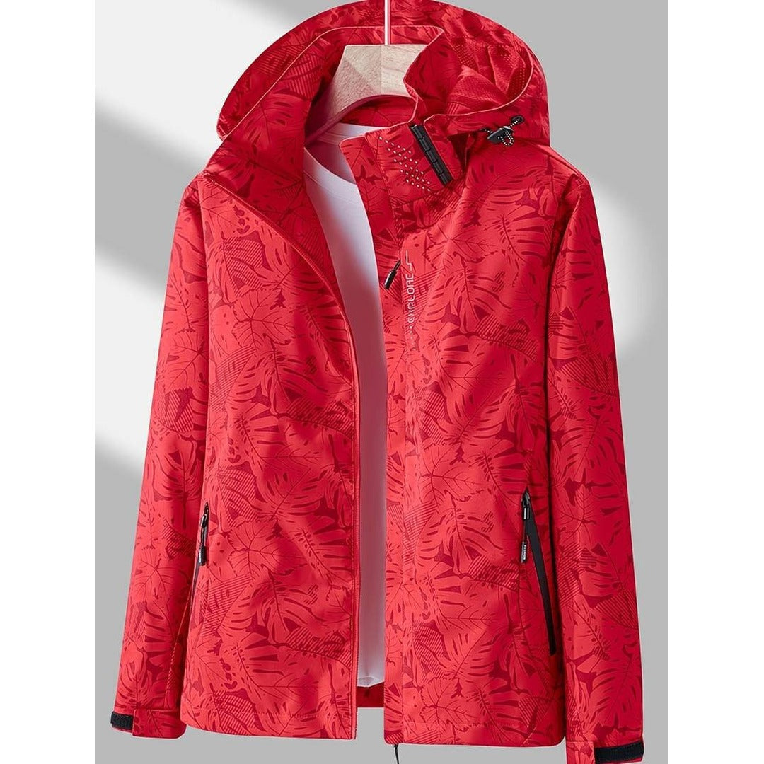 Women's Waterproof Jacket – Windproof Hooded Outdoor Rain Coat – Red