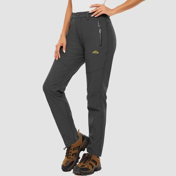 Women's Waterproof Trousers – Fleece-Lined Warm Outdoor Trousers – Dark Grey