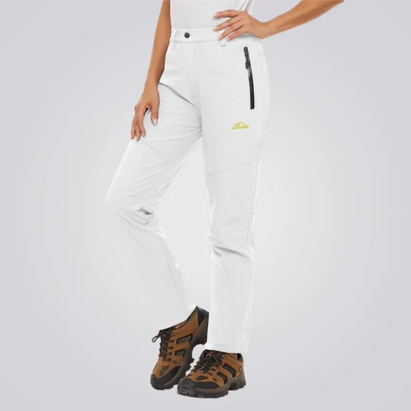 Women's Waterproof Trousers – Fleece-Lined Warm Outdoor Trousers – White