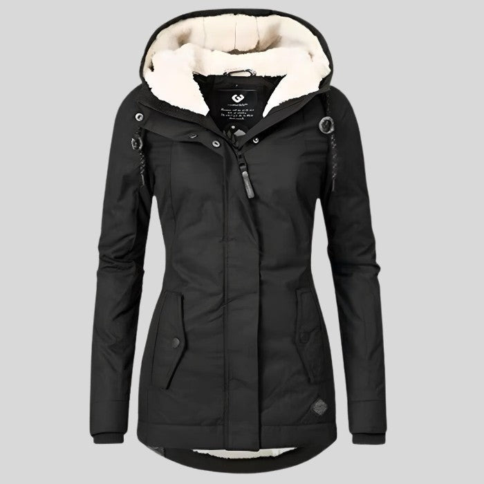 Women's Waterproof Winter Coat – Long Hooded Warm Padded Parka – Black
