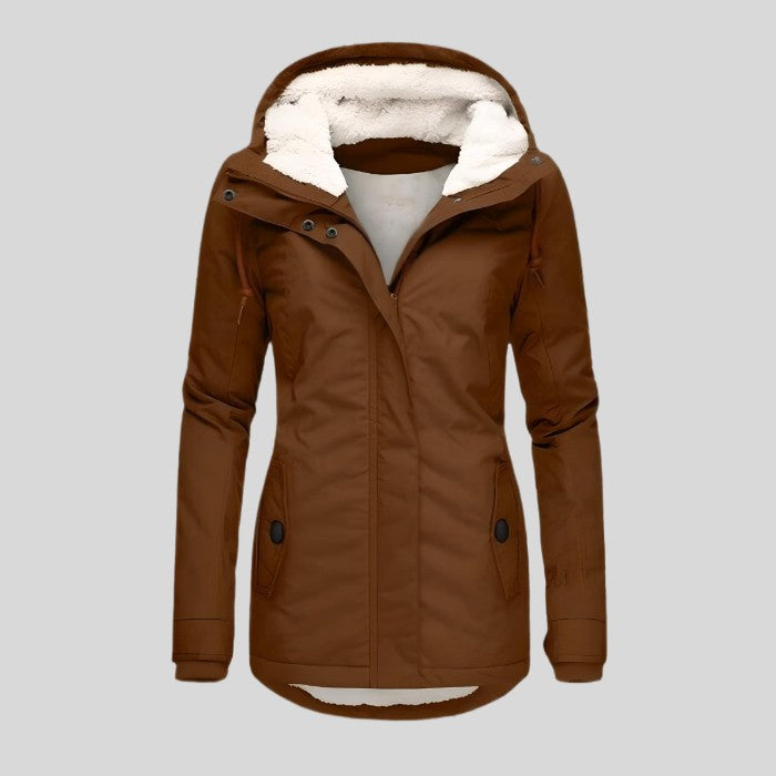 Women's Waterproof Winter Coat – Long Hooded Warm Padded Parka – Khaki