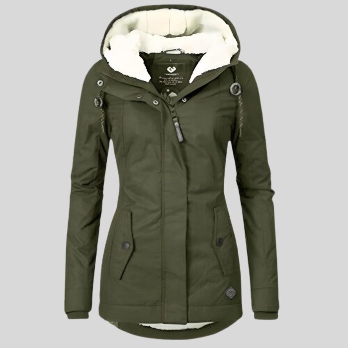 Women's Waterproof Winter Coat – Long Hooded Warm Padded Parka – Green