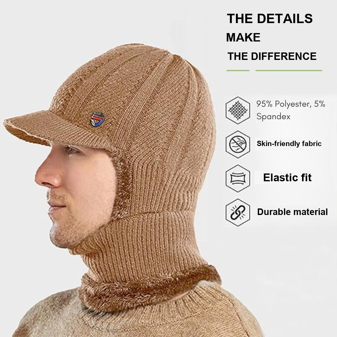 Knitted Winter Hat & Scarf – Warm Fleece Ear-Flap Beanie