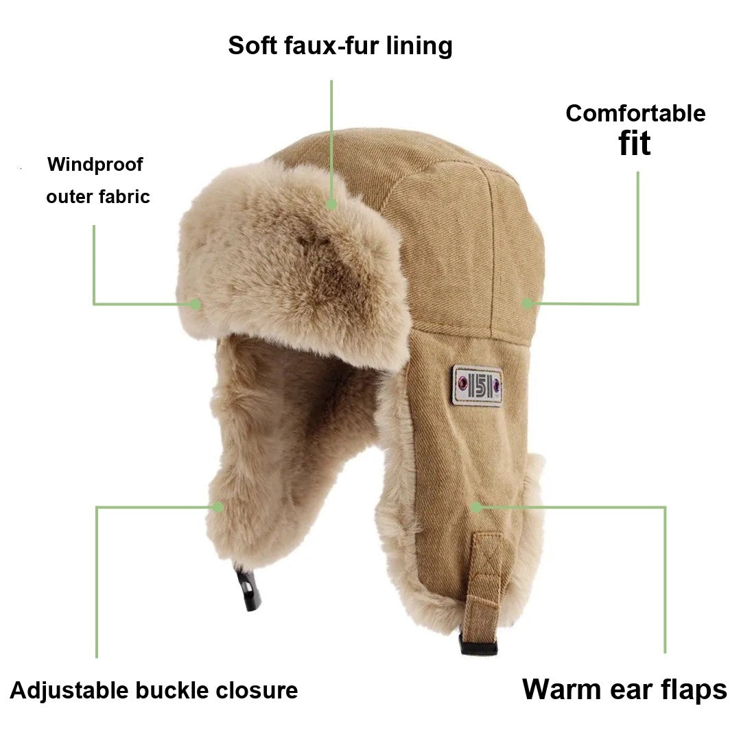 Winter Hat – Warm Fur-Lined Windproof Trapper Beanie