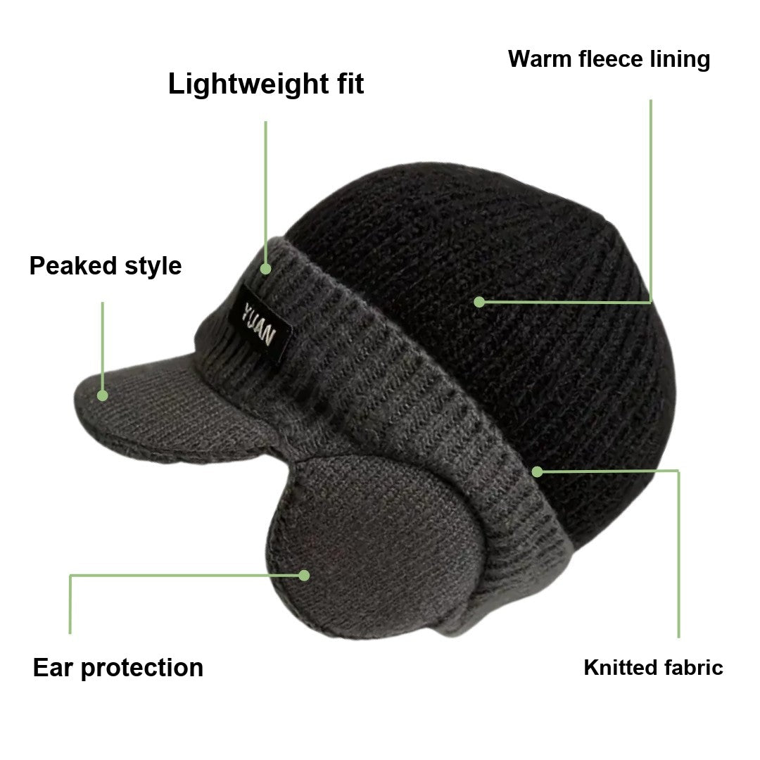 Knitted Winter Hat – Warm Fleece-Lined Ear-Flap Beanie