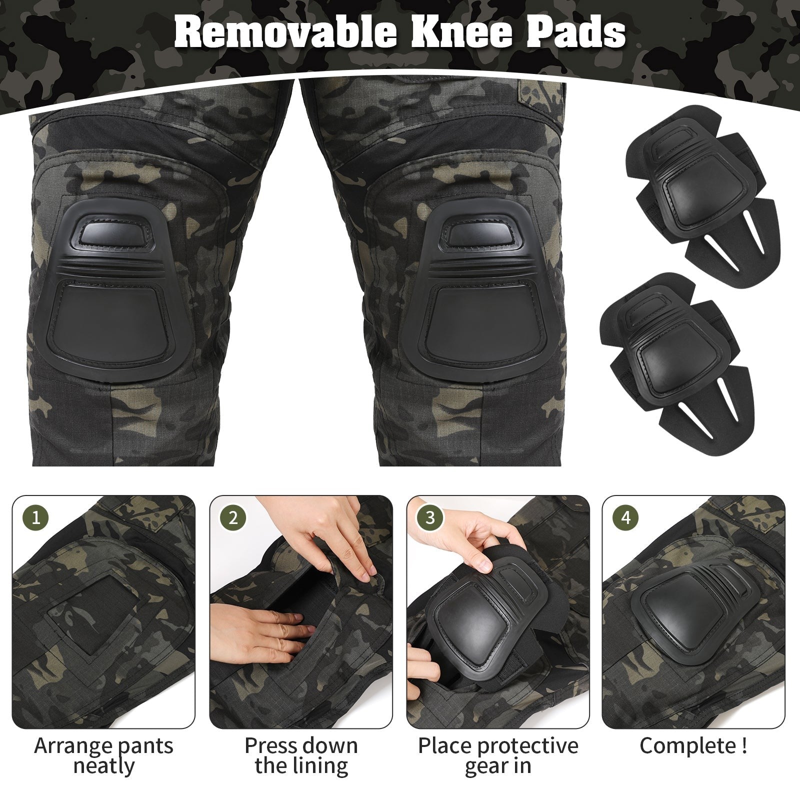 Combat Trousers with Knee Pads – Men's Rip-Stop Tactical